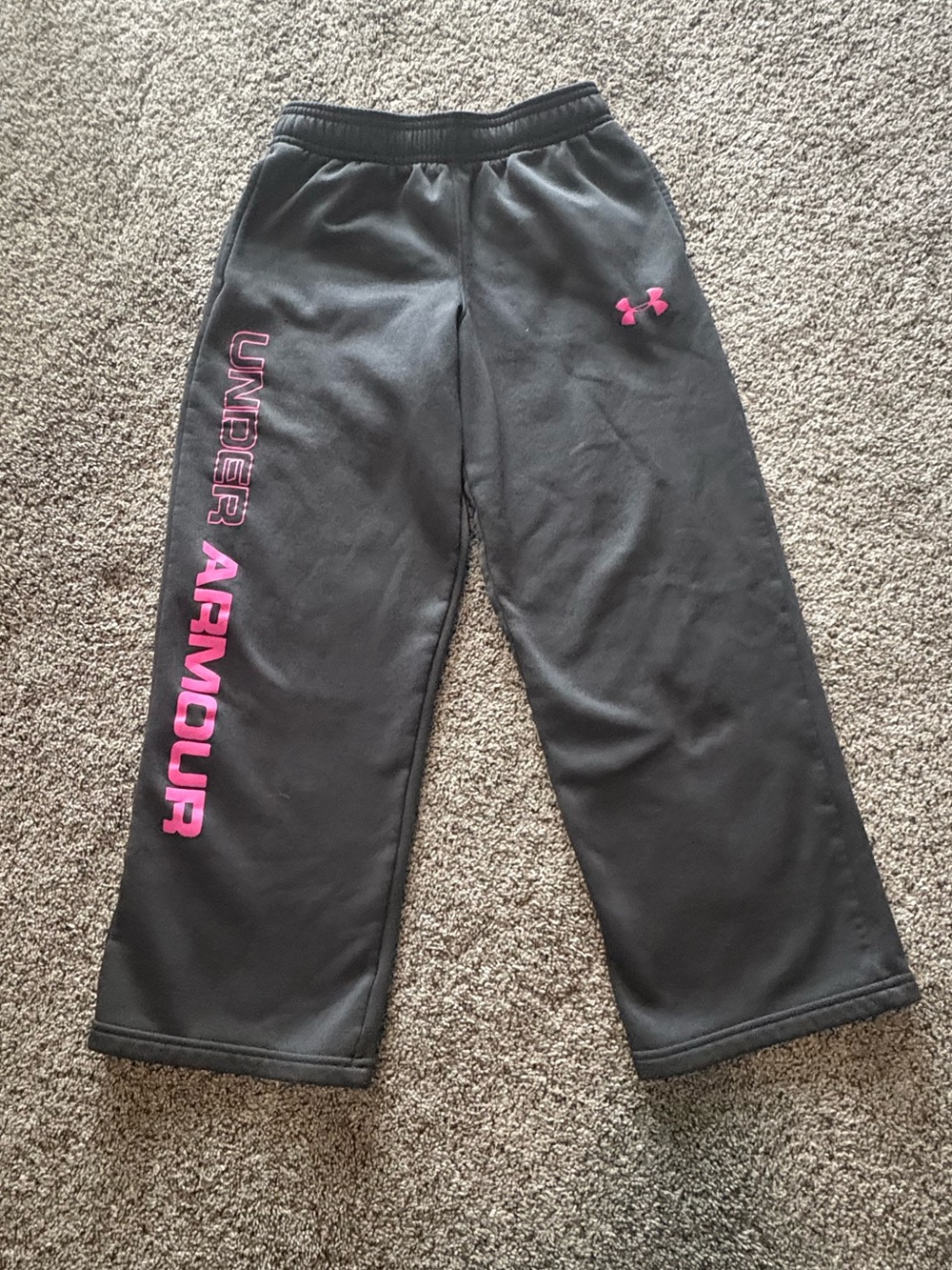 Under Armour Girls Small Black Pink Sweatpants